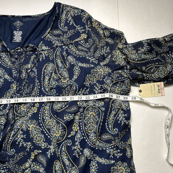 St. John's Bay Women's Blouse Navy Blue Paisley Print Size 3x New - Picture 5 of 8